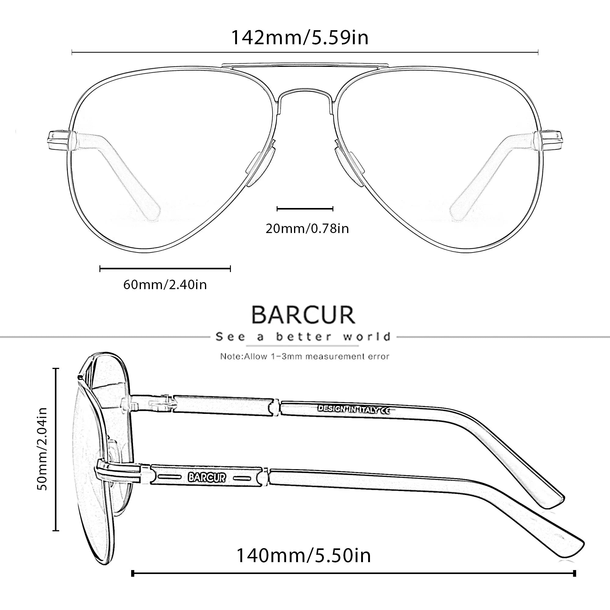 BARCUR Pilot Sunglasses